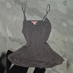 Candie's Gray Beaded Spaghetti Strap Cami Tank Top - Size Small